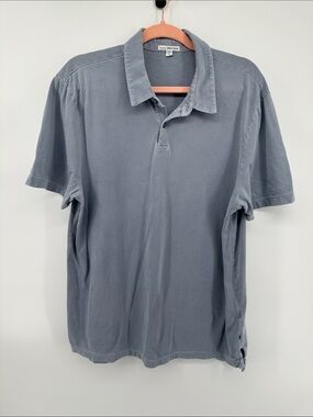 James Perse Streetwear Basic Luxury Coastal Minimalist Prep Slate Blue Polo Sz3